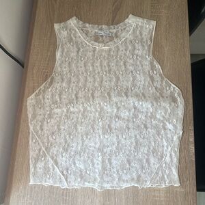 Bershka White Lace Tank Top